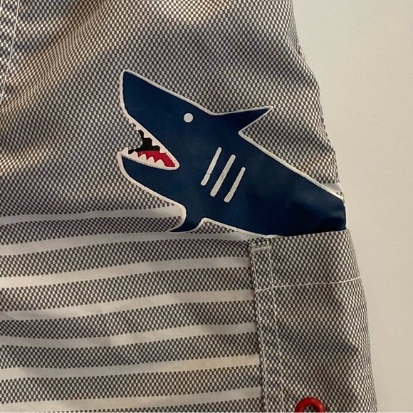 Boys Swim Trunks Size 24 months 2T Sharks Swimwear Baby Shorts Stripes Lined - Picture 2 of 11